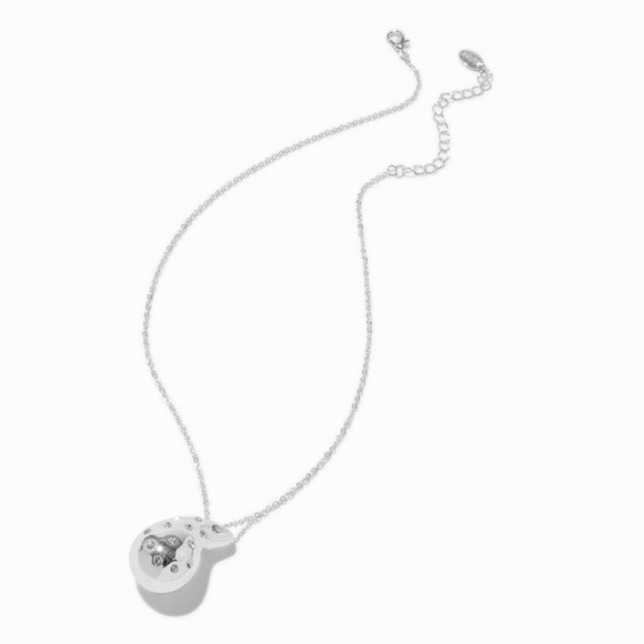 Claire's Silver-tone Bubble Teardrop Pendant with Faux Rhinestones Necklace - Picture 2 of 9